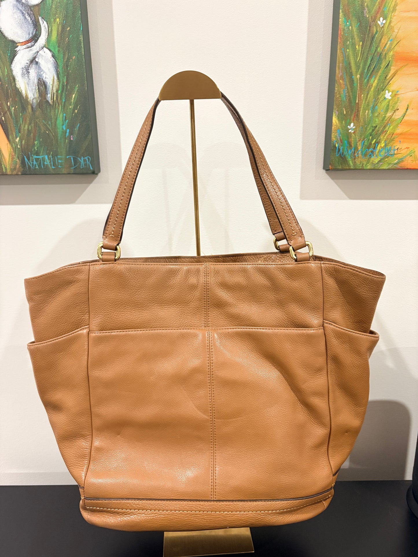 Coach 2013 F23662 Park North/South Pebble Leather Tote Bag - Tan Brown Classic Handbag - Image 2