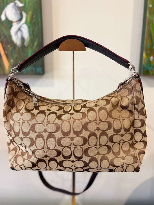 Coach 2015 F36716 Signature Canvas Hobo Bag - Khaki Monogram with Leather Trim - Image 2