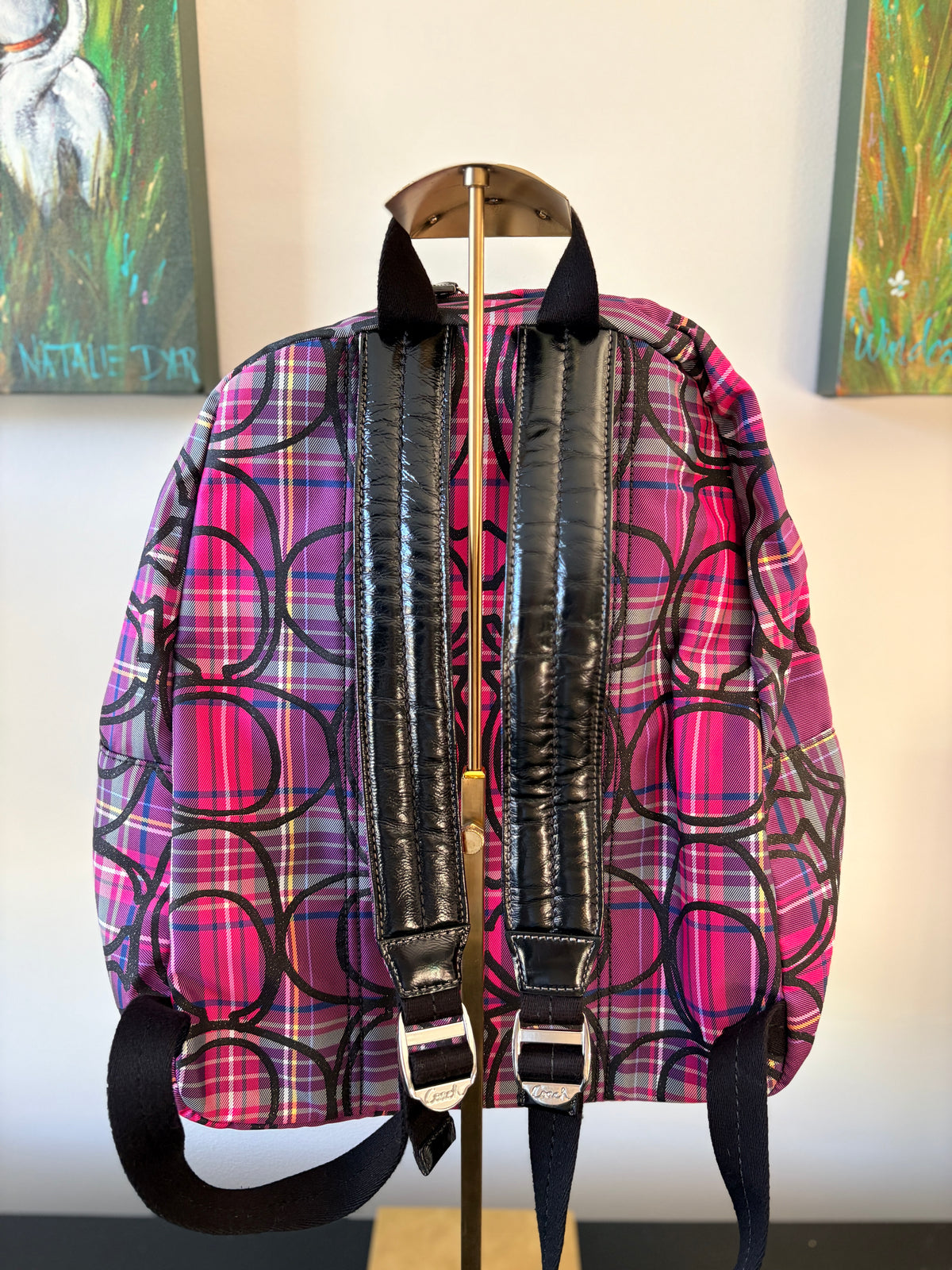 Coach 2010 F77172 Poppy Tartan Pink Black Sparkle Backpack - Image 2