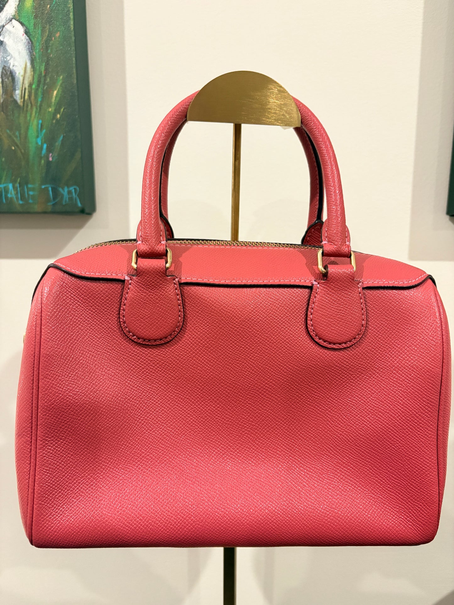 Coach 2018 F32202 Rowan Satchel - Vibrant Pink Pebble Leather Handbag - Image 2