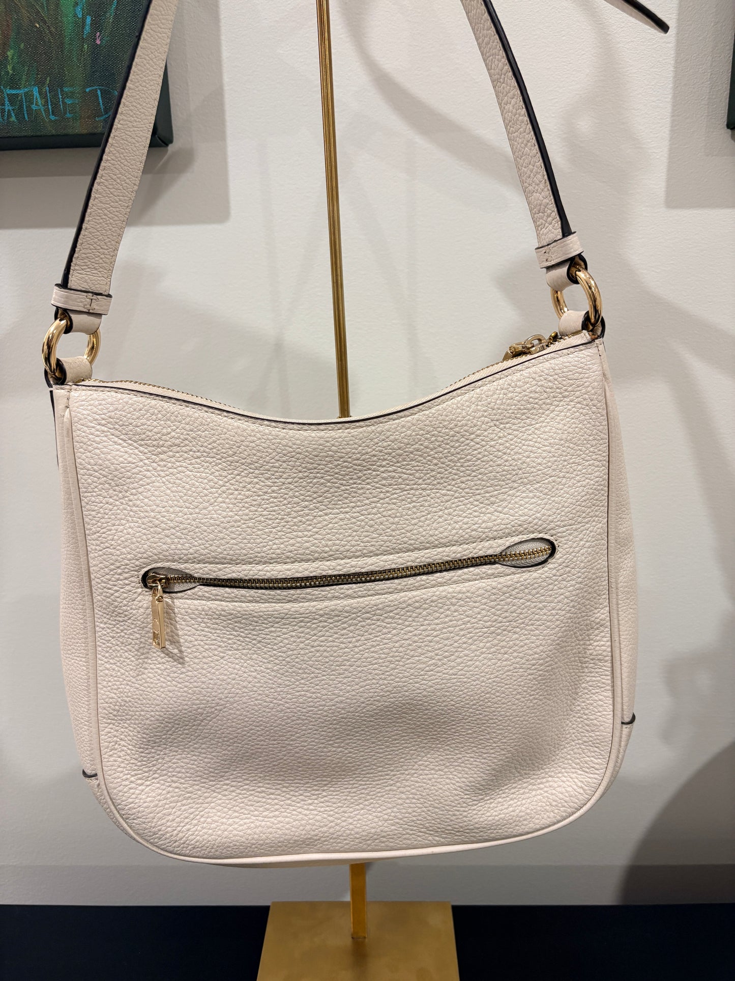 Coach 2021 C1648 Pebbled Leather Ellie File Bag - Chalk White Shoulder Bag - Image 2