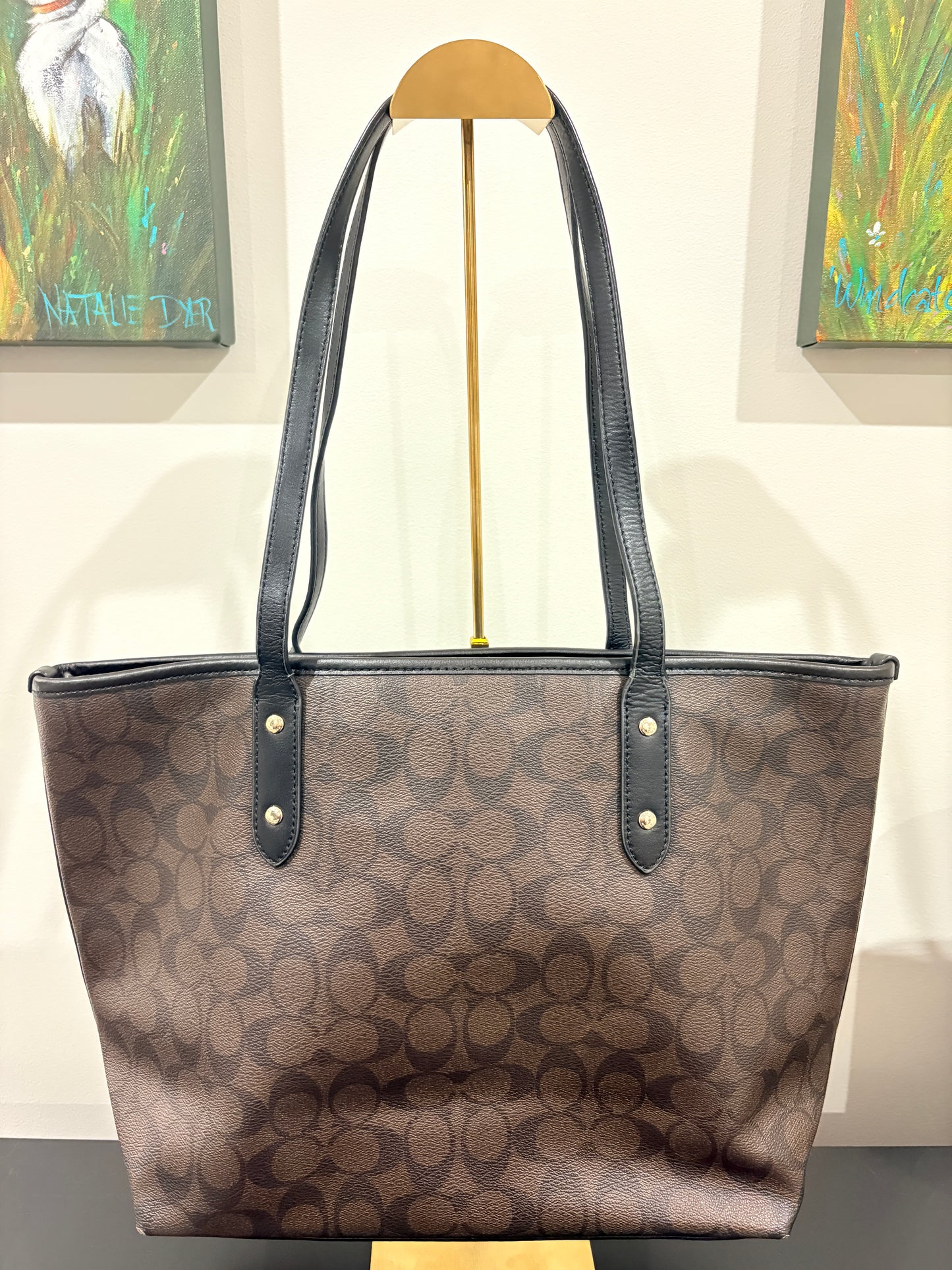 Coach 2017 F58292 City Zip Tote in Signature Canvas - Brown & Black - Image 2