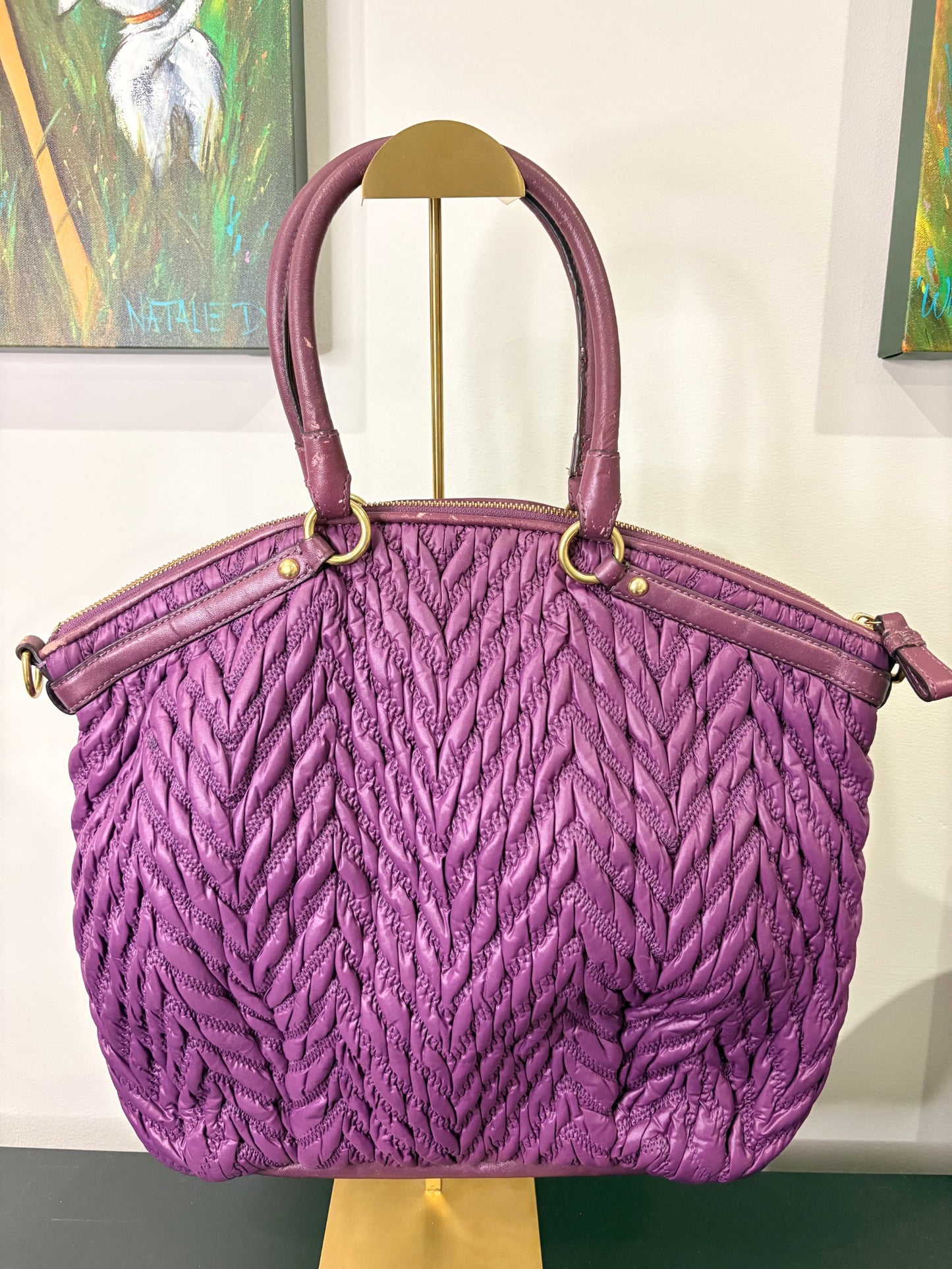 COACH 2011 18634 Madison 70th Anniversary Cheveron Nylon Lindsey Satchel - Purple Chevron - Image 2