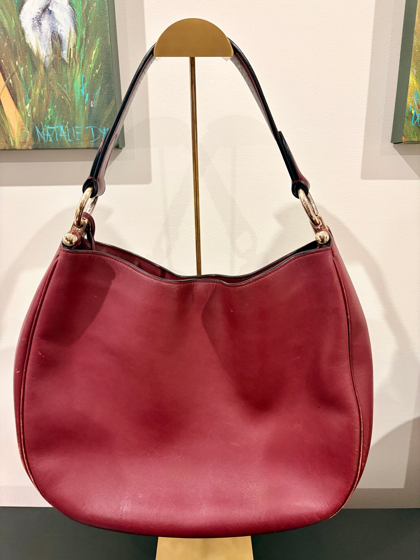 Coach Pebbled Leather Hobo Bag - Red Shoulder Handbag - Image 2