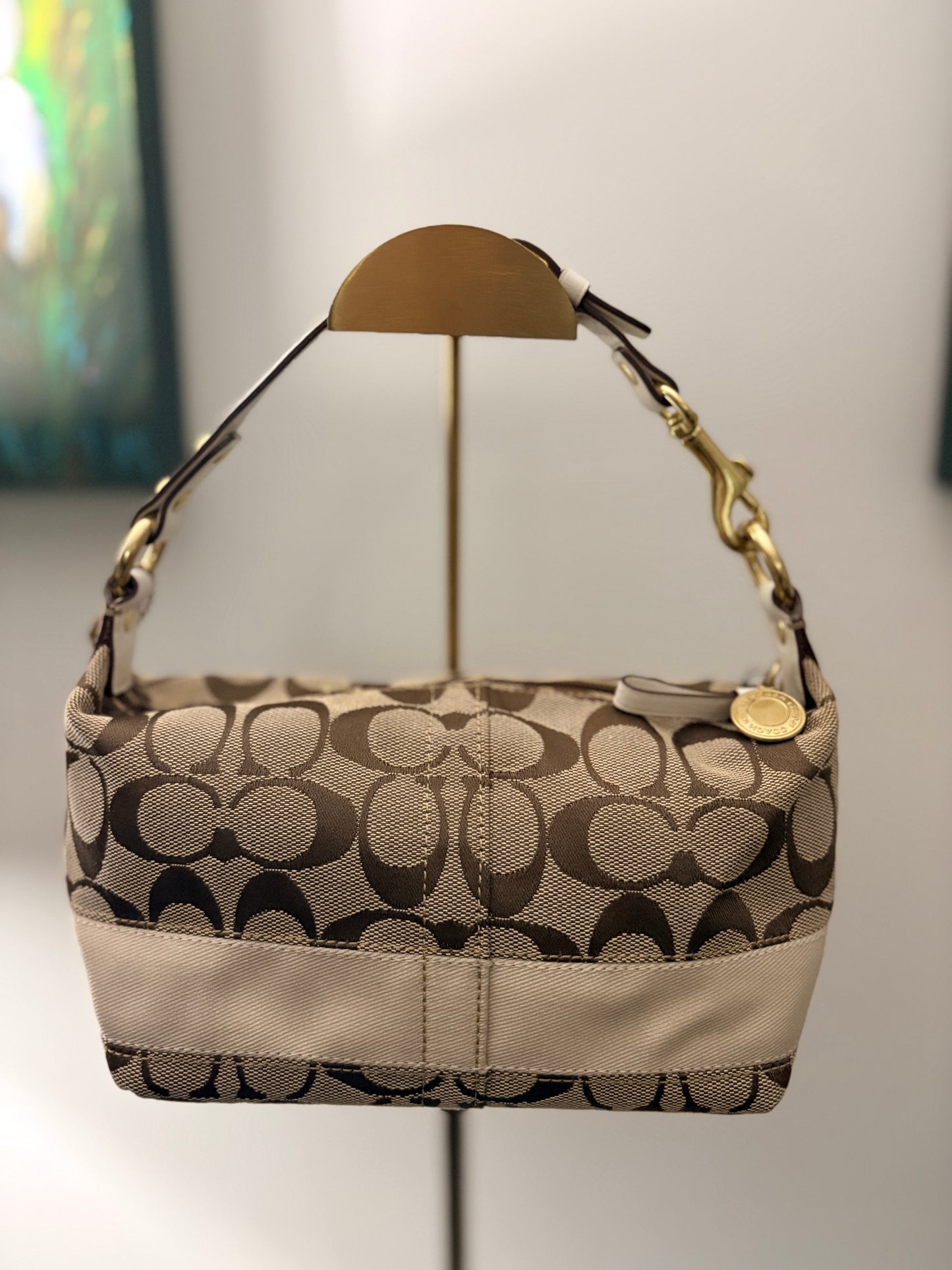 Coach 2007 40757 Signature Stripe Shoulder Bag - White - Image 2