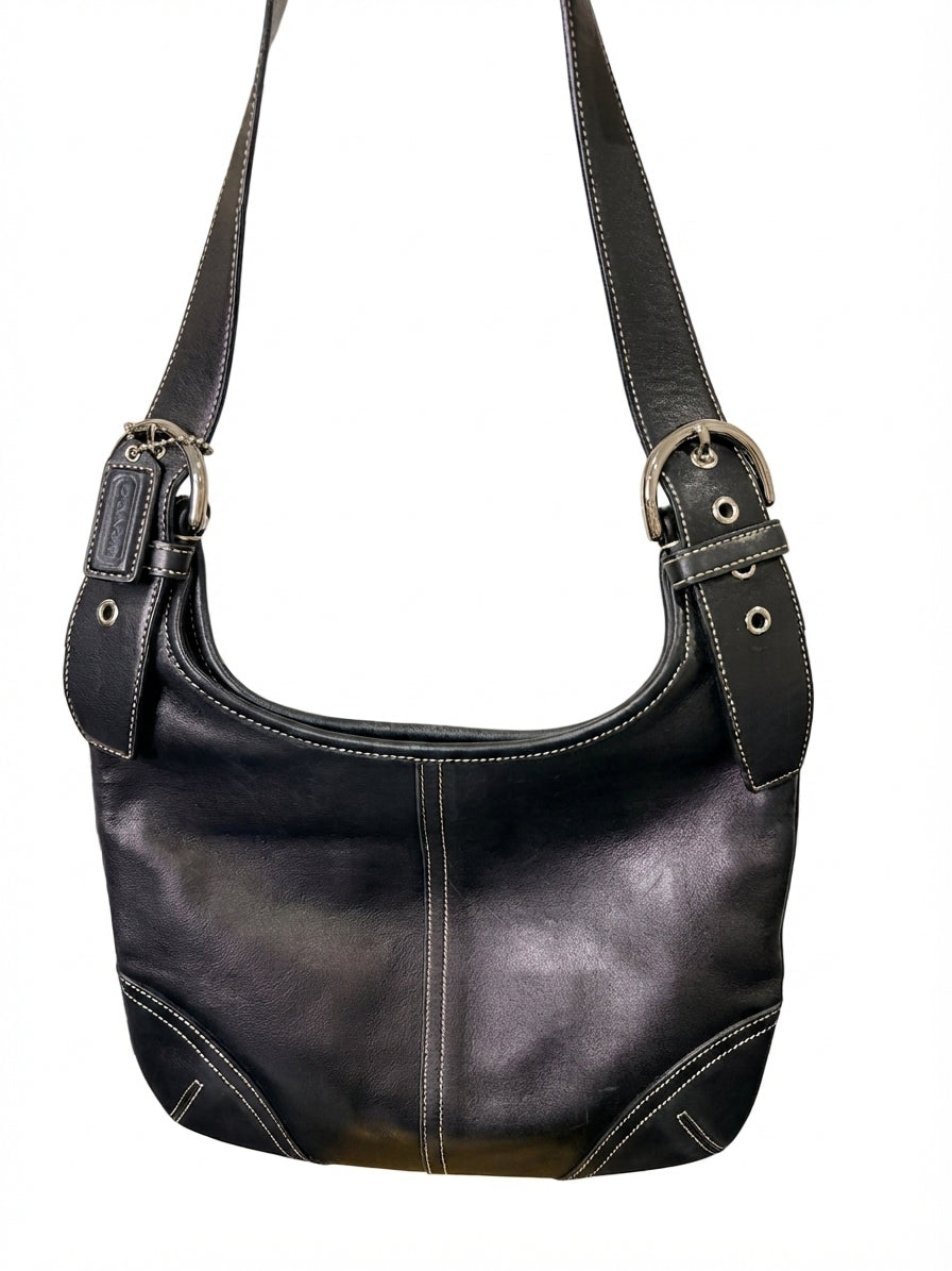 Coach E3S-9549 SoHo Slim Cross Body Bag - Black Leather with Buckle Detail - Image 1