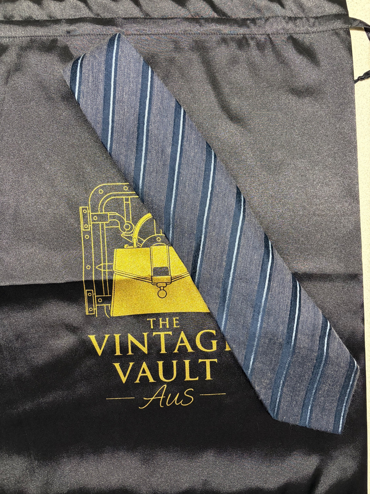 Giorgio Armani Striped Necktie - Navy and Blue - Image 1