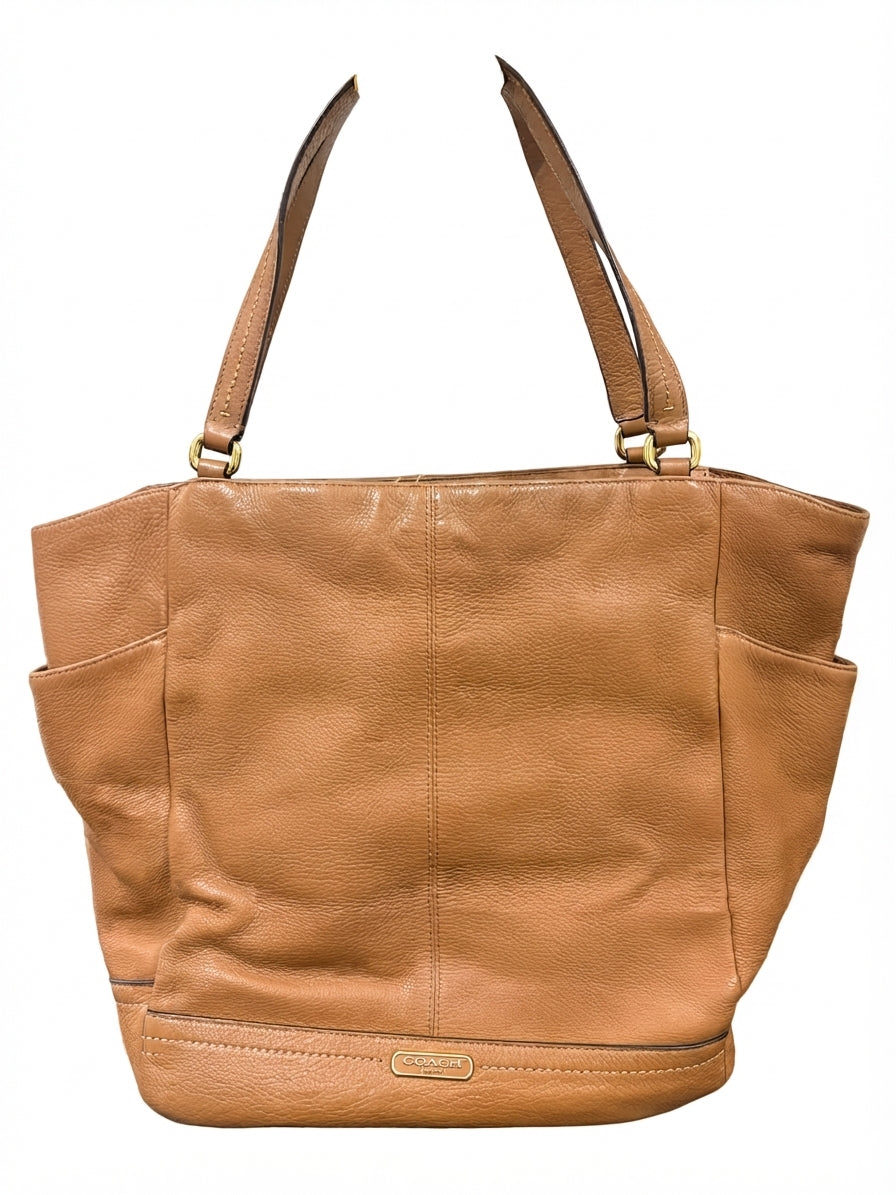 Coach 2013 F23662 Coach Park North/South Pebble Leather Tote Bag - Tan Brown Classic Handbag - Image 1