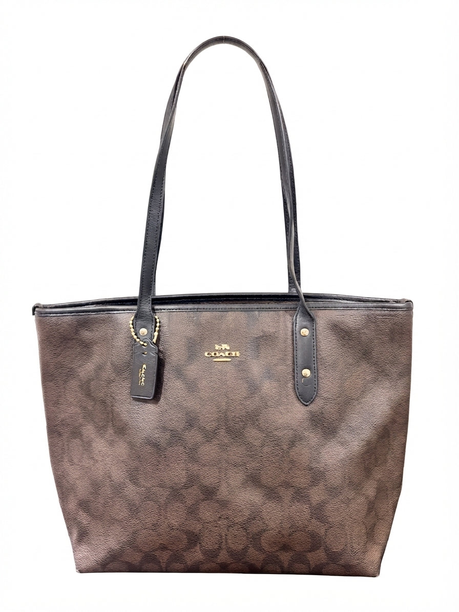 Coach 2017 F58292 City Zip Tote in Signature Canvas - Brown & Black - Image 1