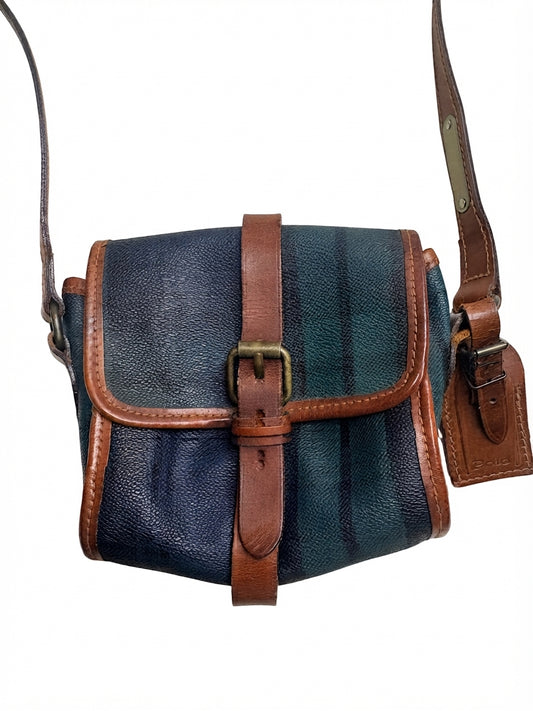 VVA500 - Polo Ralph Lauren Vintage Plaid Leather Trim Crossbody Bag - Image 1