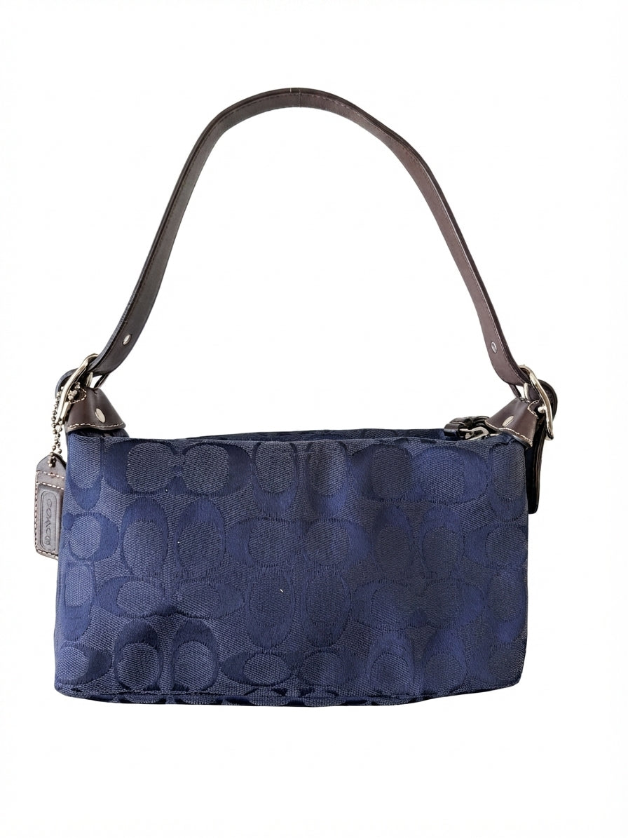 Coach Signature C Monogram Soho Shoulder Bag - Navy Blue Canvas - Image 1