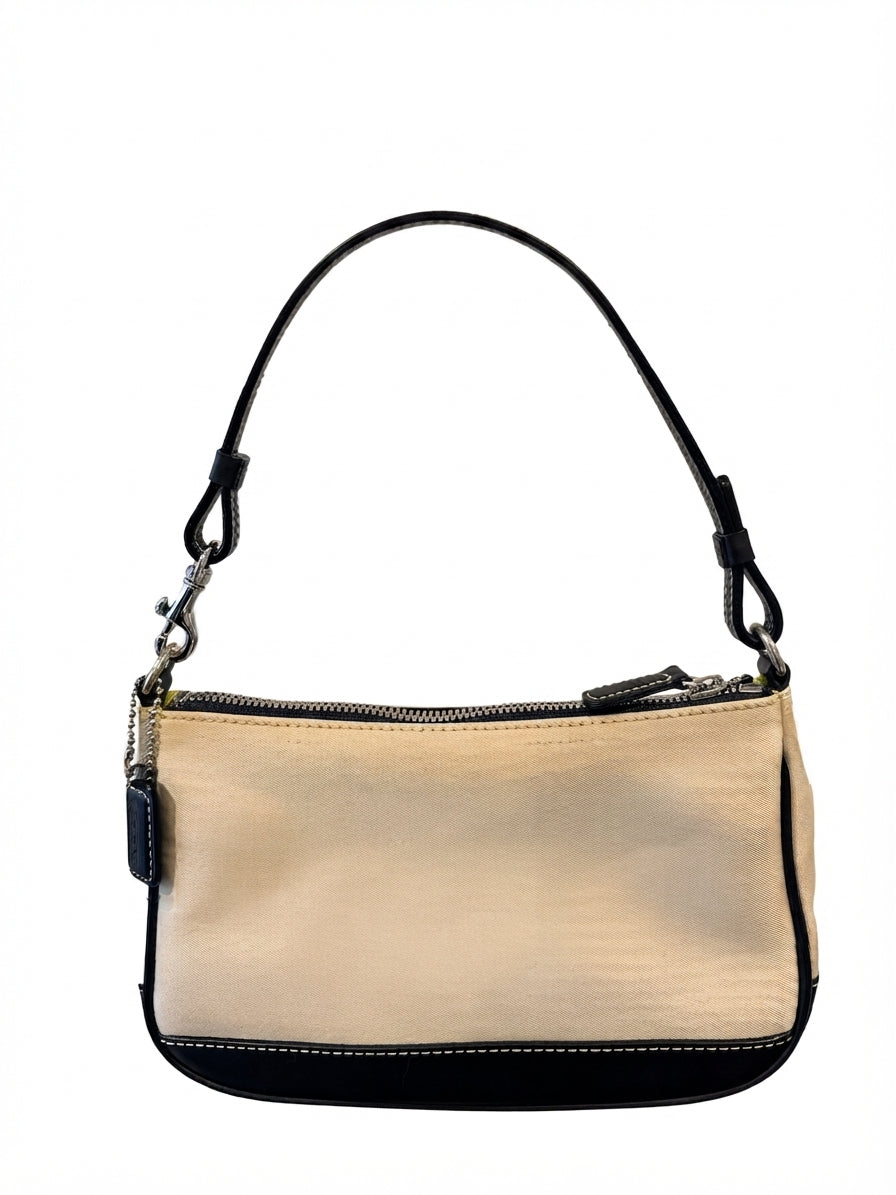 Coach Vintage Demi Mini Bag - Beige Canvas and Black Leather Shoulder Accessory - Image 1