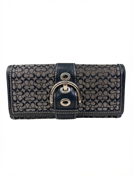Coach Signature C Buckle Wallet - Black Canvas and Leather - Image 1