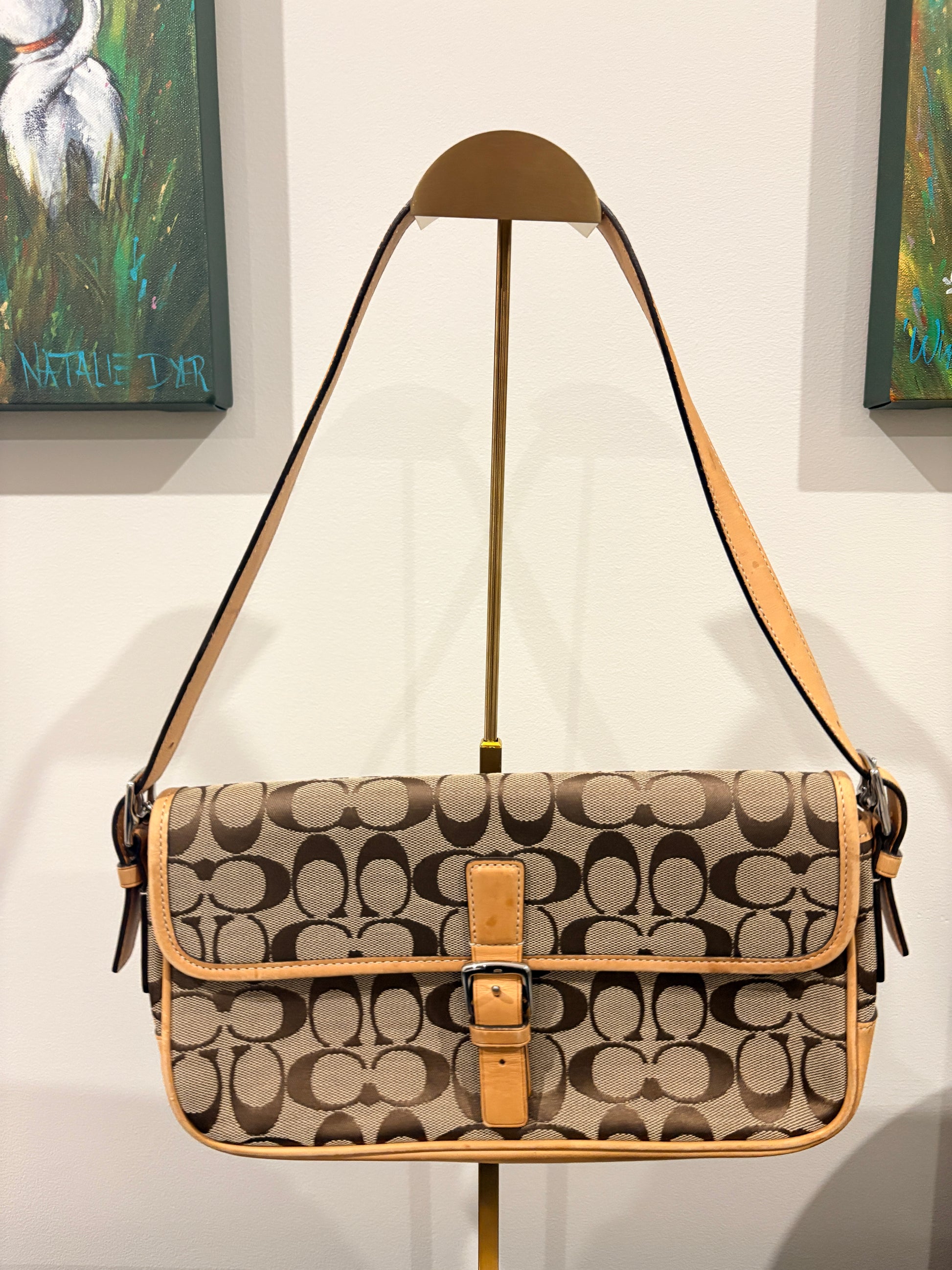 Coach 2012 F10507 Signature Hamptons Carryall Tote Bag - Beige And Brown Canvas - Image 3