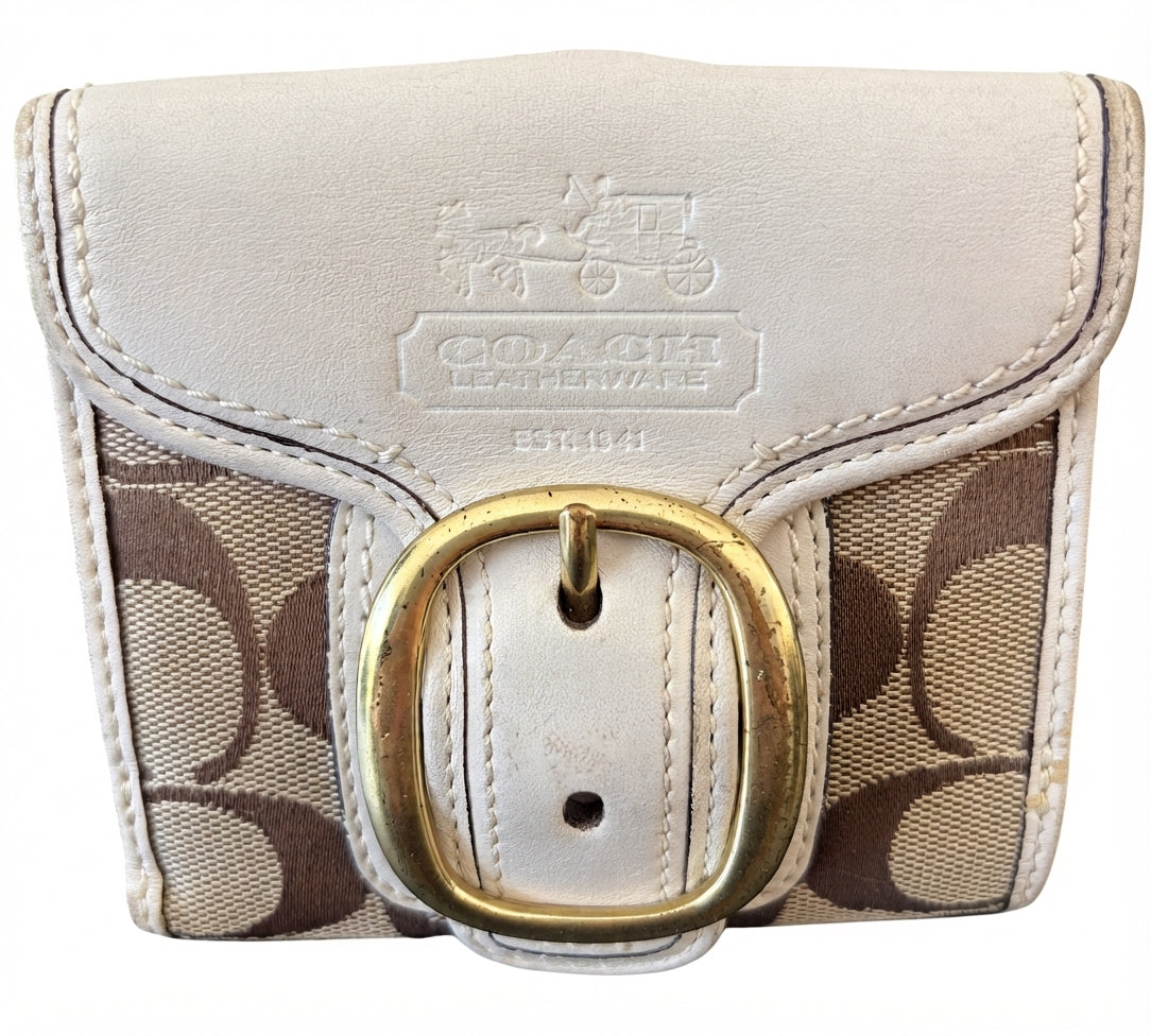 Coach Vintage SoHo Buckle Flap Bifold Wallet w/ Tattersall Lining Blue leather - Image 1