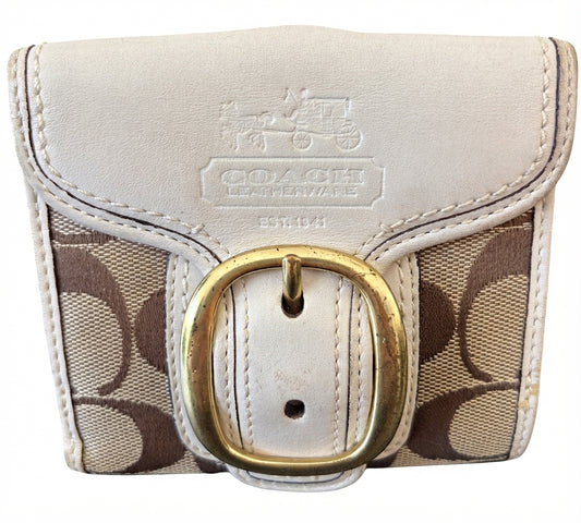 Coach Vintage SoHo Buckle Flap Bifold Wallet w/ Tattersall Lining Blue leather - Image 1