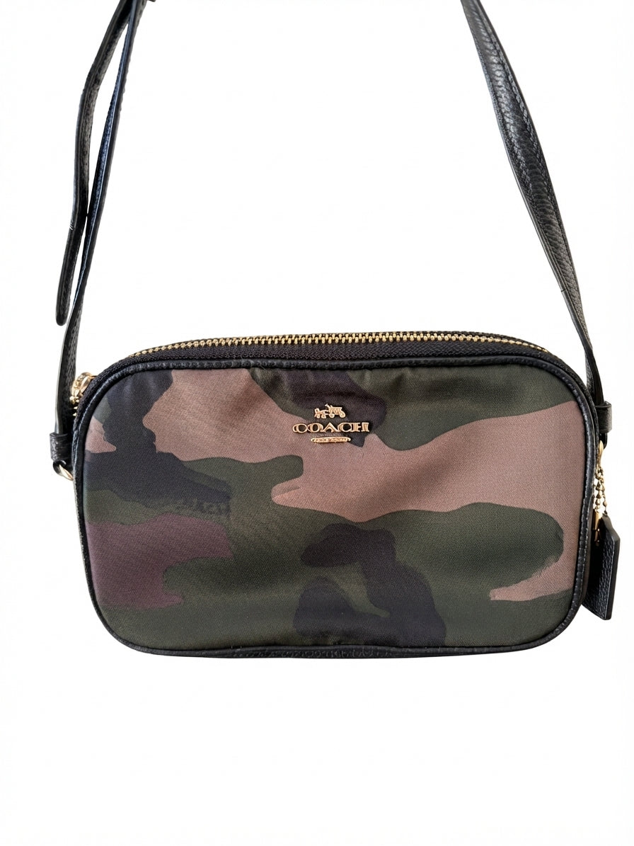 VVA333 - 2017 F14409 Coach North South Camera Bag - Durable Camo Print Nylon Crossbody - Image 1
