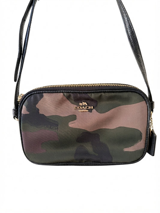 VVA333 - 2017 F14409 Coach North South Camera Bag - Durable Camo Print Nylon Crossbody - Image 1