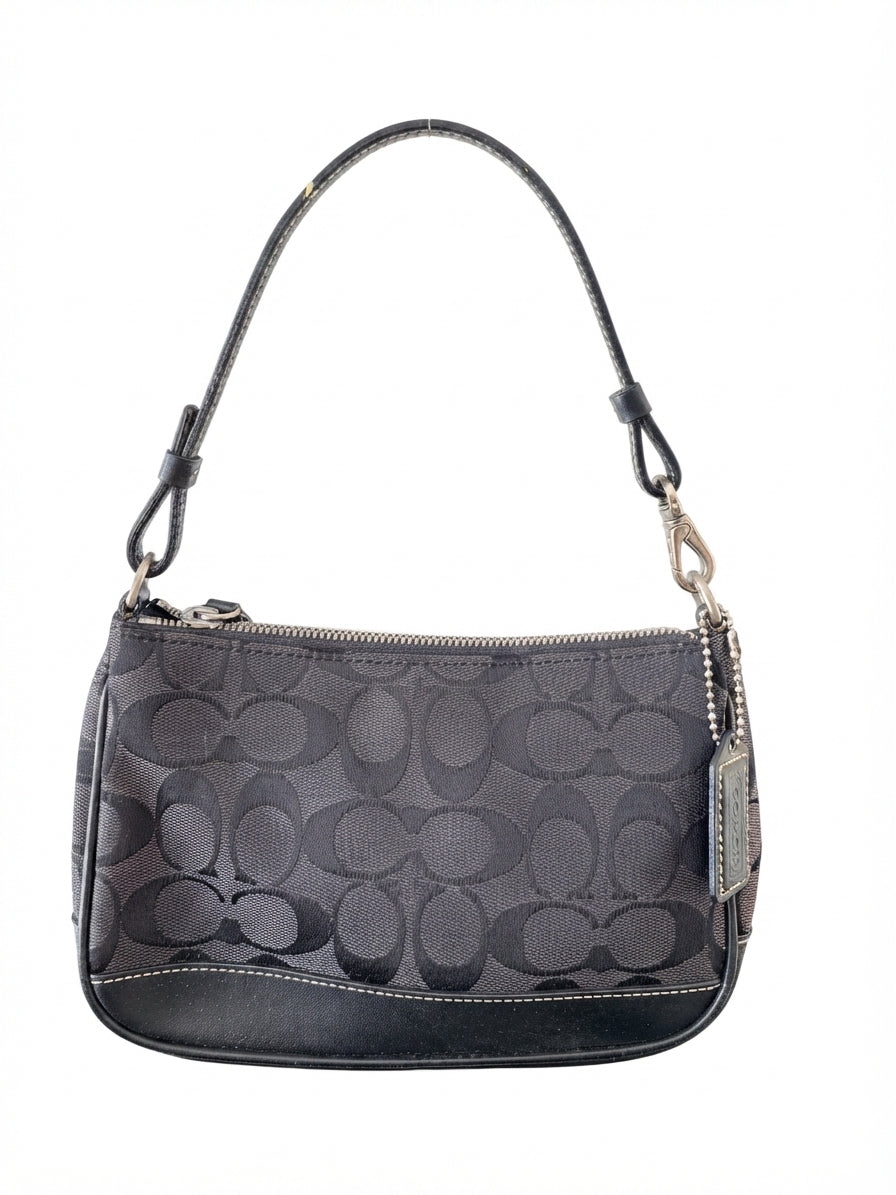 Coach 2000 6094 Signature Demi Black Monogram Canvas Small Shoulder Bag Pochette - Image 1