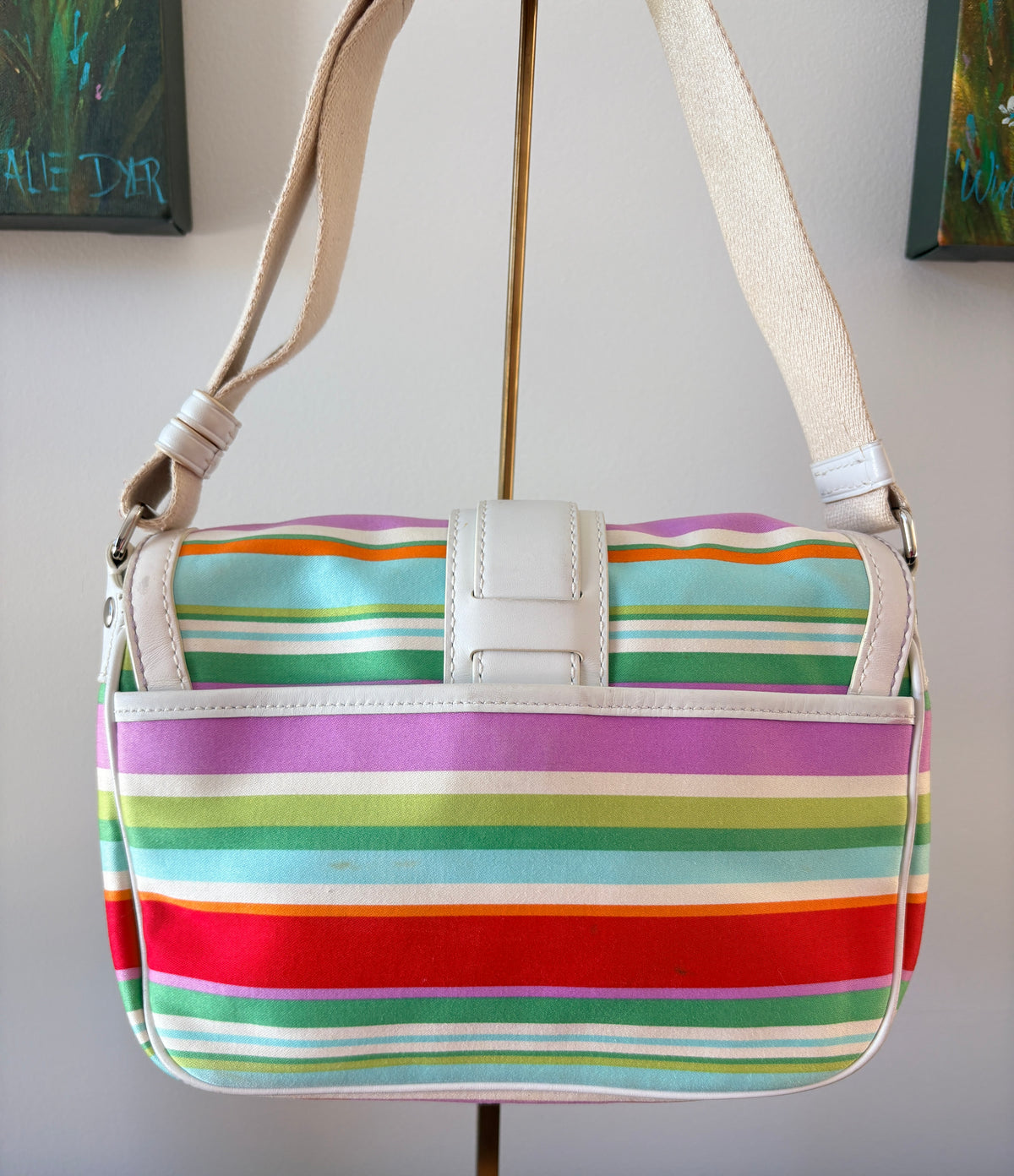 VVA376 - Coach 2007 F10701 Hamptons Multi-Color Stripe Canvas Shoulder Bag  - Image 2