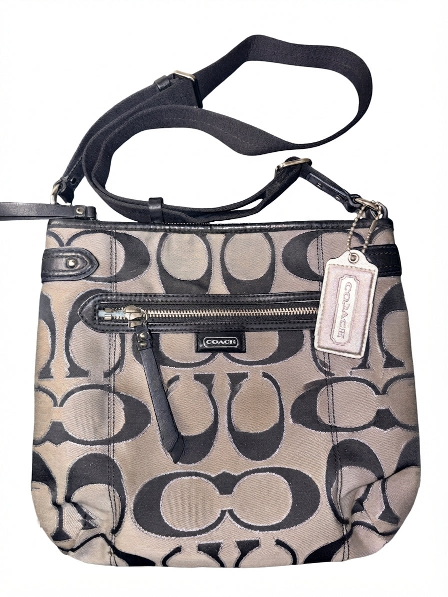 Coach 2014 F23913 Daisy Shoulder Bag Crossbody Signature Gray Black Silver - Image 1