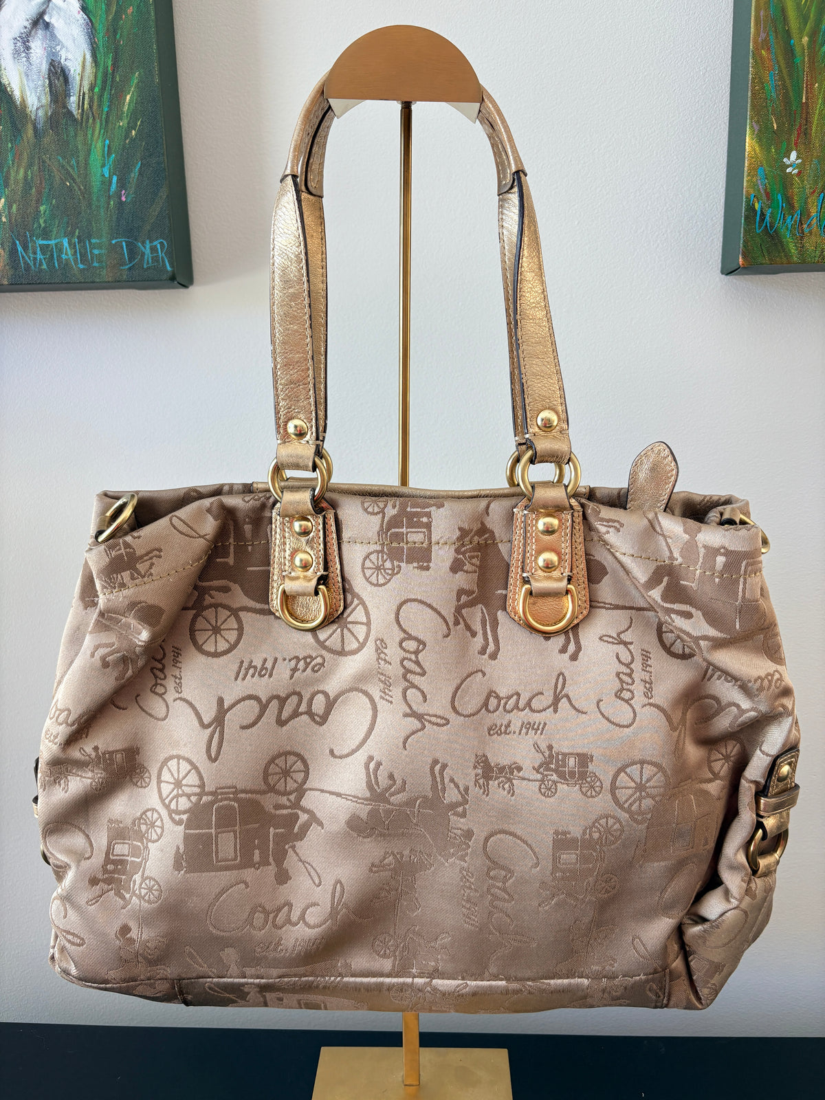 VVA372 - Coach 2010 F15656 Ashley Heritage Horse and Carriage Tote Bag - Metallic Gold - Image 2