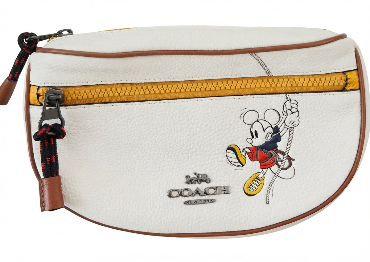 VVA399 - COACH x Disney Belt Bag - Mickey Mouse White Leather Crossbody - Image 1