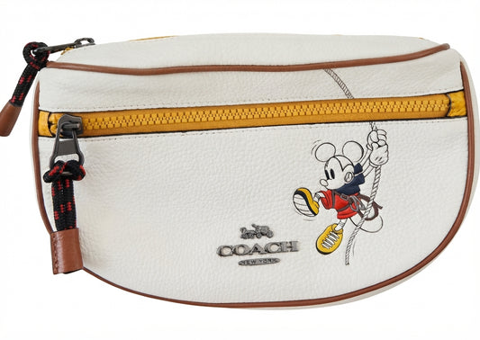 VVA399 - COACH x Disney Belt Bag - Mickey Mouse White Leather Crossbody - Image 1