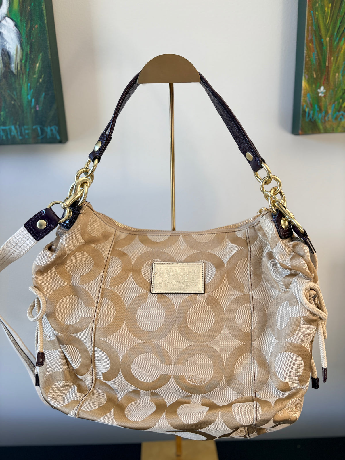 VVA256 Coach 2010 15311 Poppy Signature Spotlight Hobo Bag - Playful Khaki Multi-Colour Design - Image 2