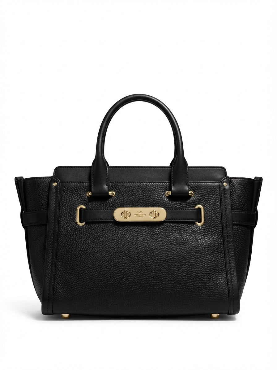 VVA382 - Coach 2014 34816 Swagger 27 Carryall - Black Pebble Leather Satchel - Image 1