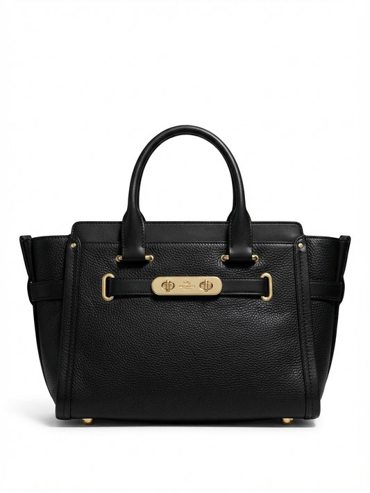 VVA382 - Coach 2014 34816 Swagger 27 Carryall - Black Pebble Leather Satchel - Image 1