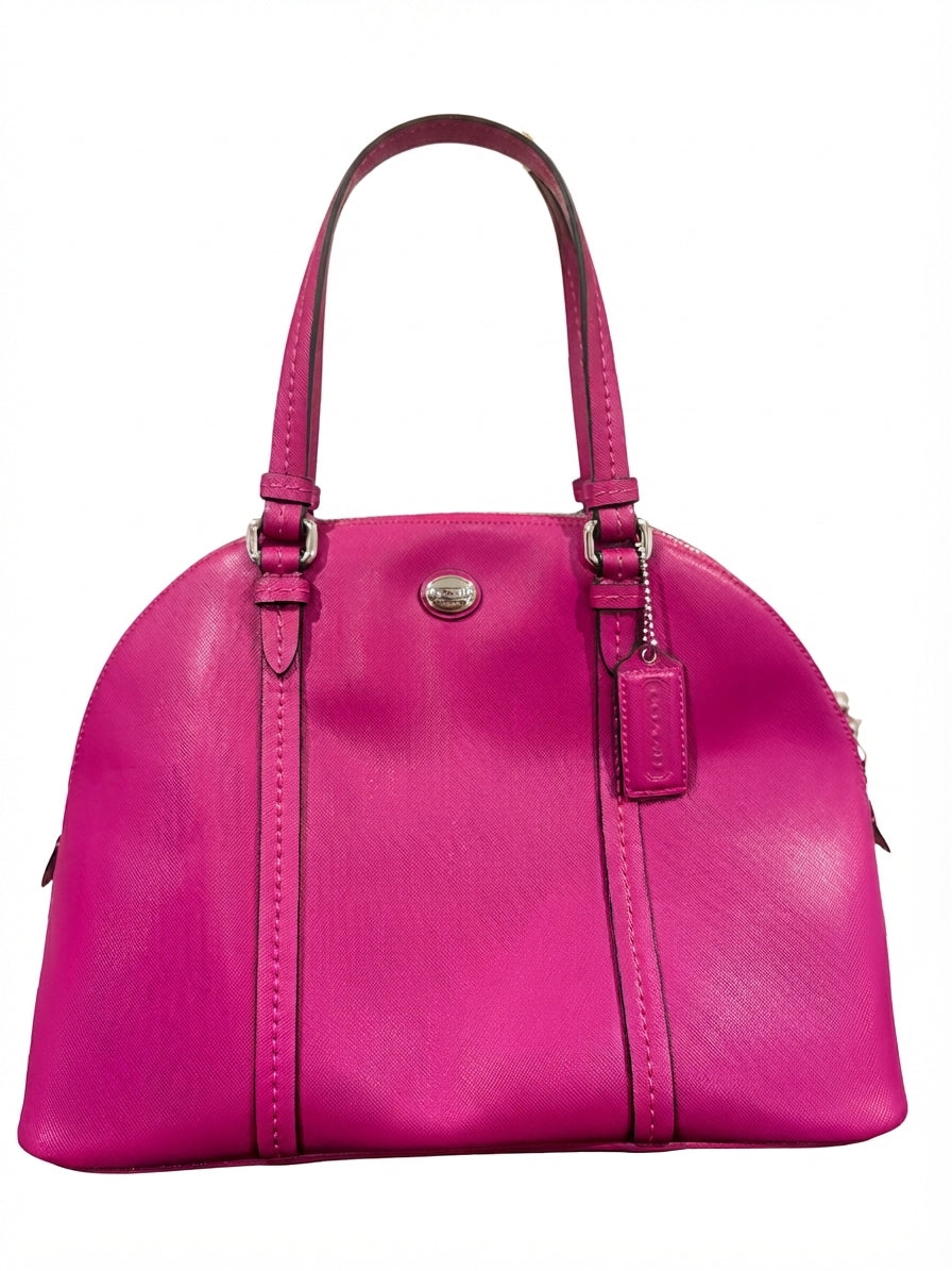 VVA268- Coach 2013 F25671 Peyton Leather Cora Domed Satchel- Vibrant Hot Pink Crossgrain Leather Domed Handbag - Image 1