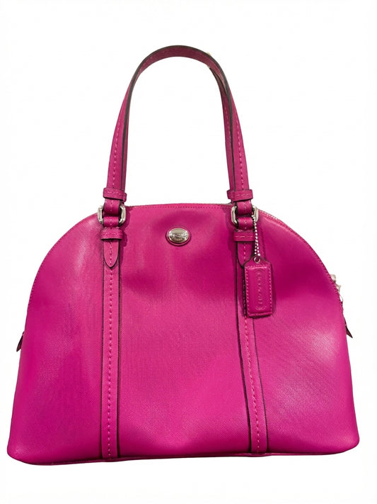 VVA268- Coach 2013 F25671 Peyton Leather Cora Domed Satchel- Vibrant Hot Pink Crossgrain Leather Domed Handbag - Image 1