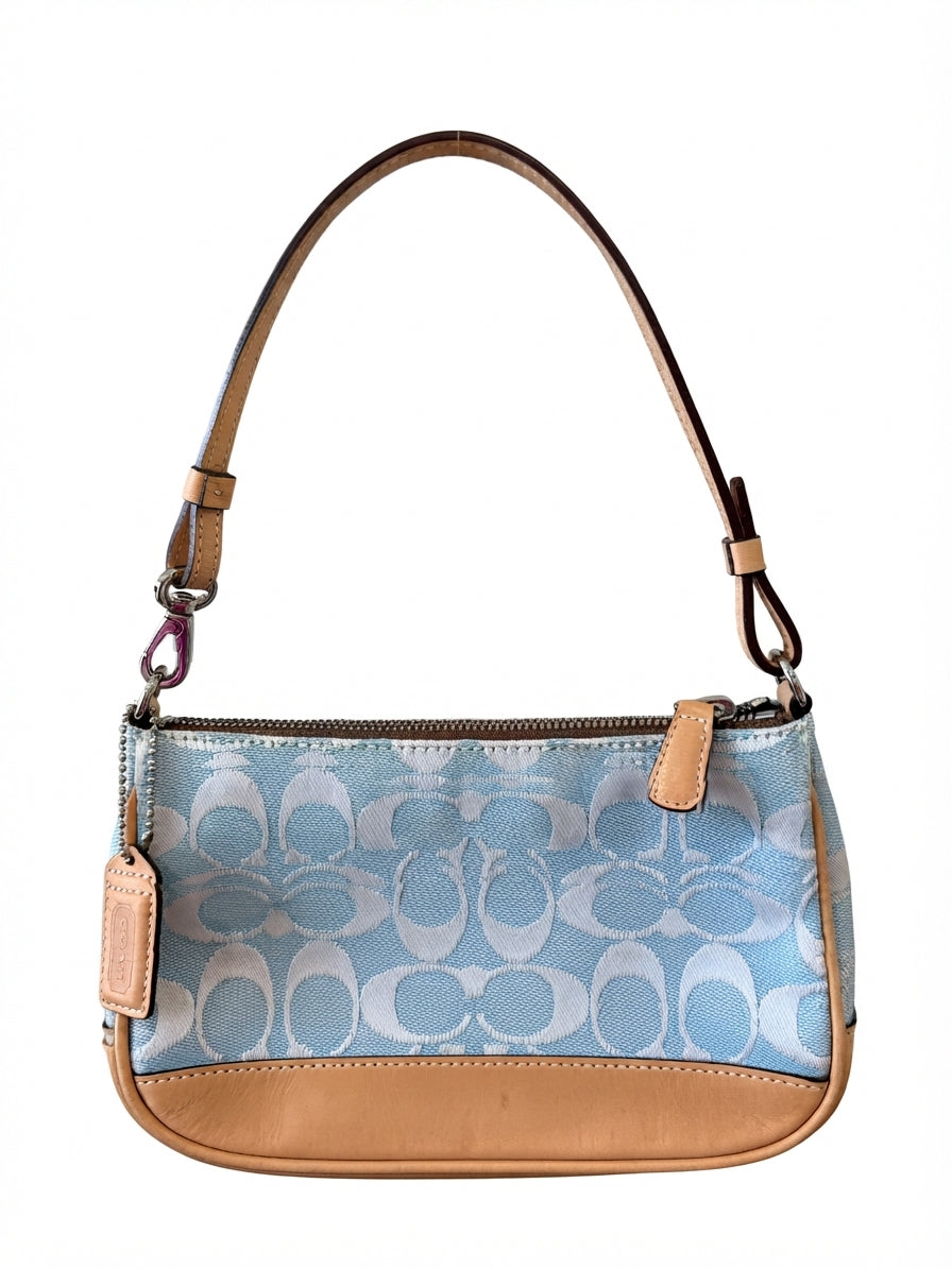 VVA381 - Coach 6094 Signature C Small Soho Hobo Bag - Light Blue and Tan - Image 1