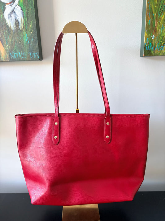 Coach City Zip Tote Bag - Vibrant Red Crossgrain Leather - Image 2