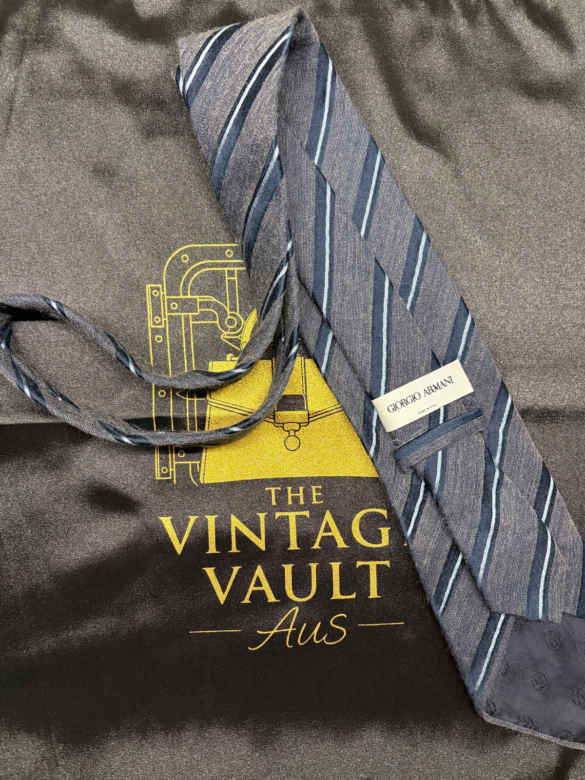 Giorgio Armani Striped Necktie - Navy and Blue - Image 2