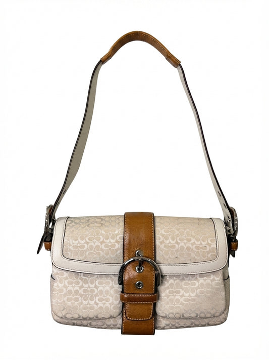 Coach 2004 1444 Signature C Soho Shoulder Bag - Tan & White Y2K Vintage - Image 1