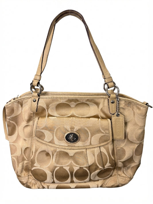 Coach 2008 13139 Signature C Tote Bag - Khaki Gold with Turnlock Pocket - Image 1