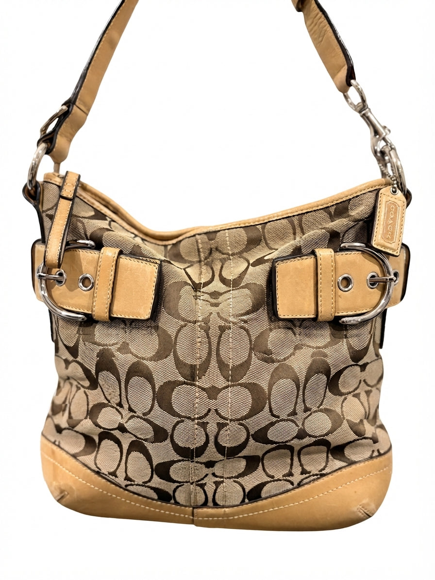 Coach 2008 F03574 Signature Soho Buckle Hobo Bag - Beige And Brown Monogram - Image 1