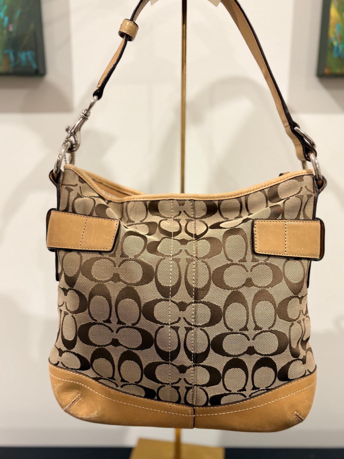 Coach 2008 F03574 Signature Soho Buckle Hobo Bag - Beige And Brown Monogram - Image 2