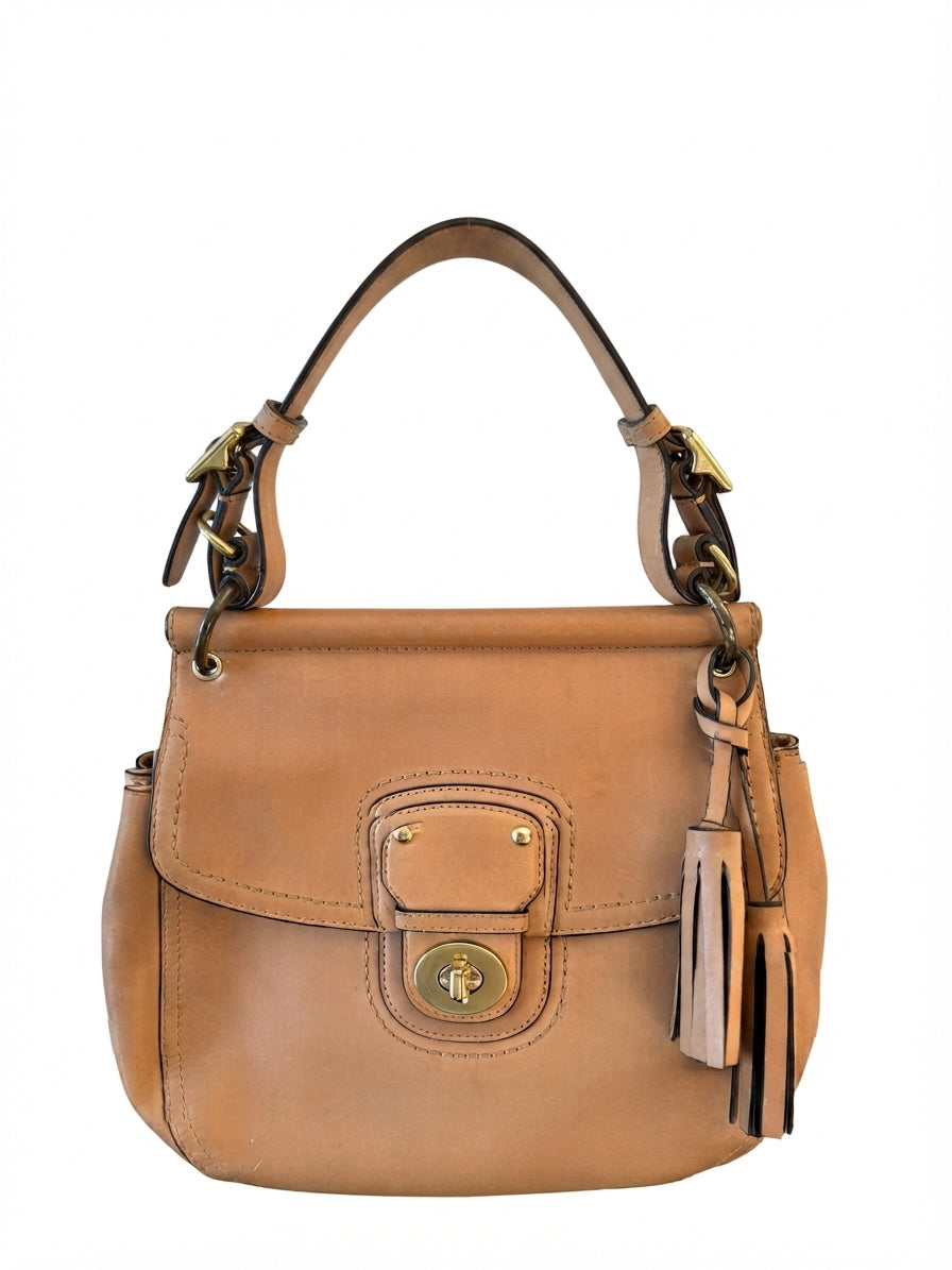 VVA254 - Coach 2013 22382   Willis Legacy Leather Duffle Shoulder Bag - Tan Hobo With Tassel - Image 1