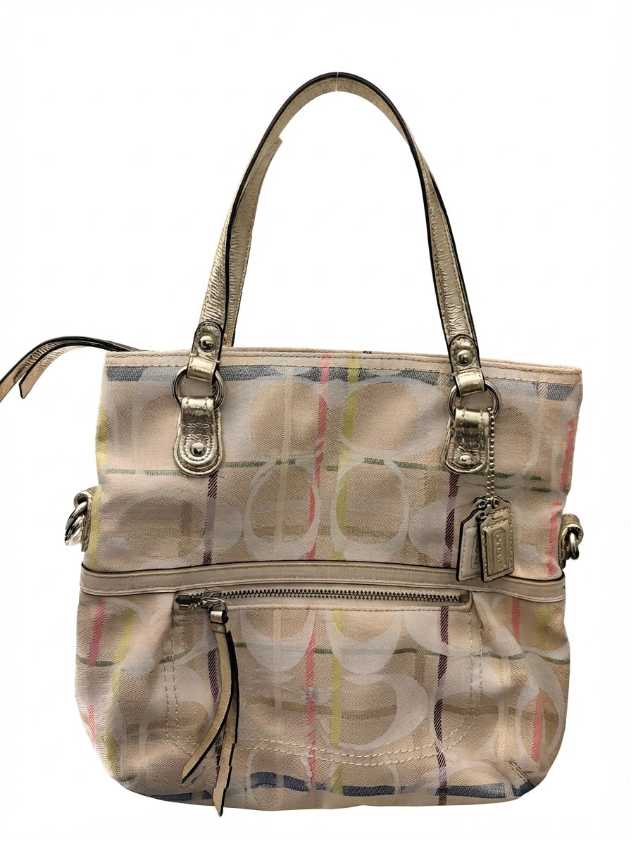 Coach 2012 19868 Tattersall Sequin Lurex Metallic Signature Sateen Glam Tote  - Image 1