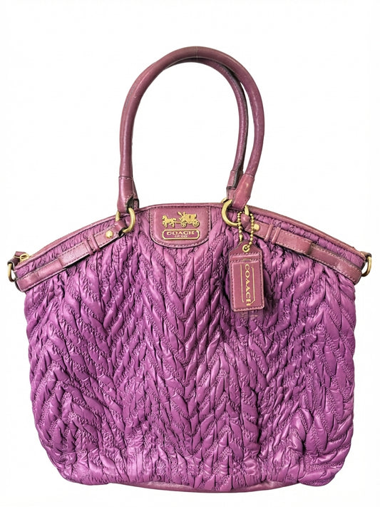 COACH 2011 18634 Madison 70th Anniversary Cheveron Nylon Lindsey Satchel - Purple Chevron - Image 1
