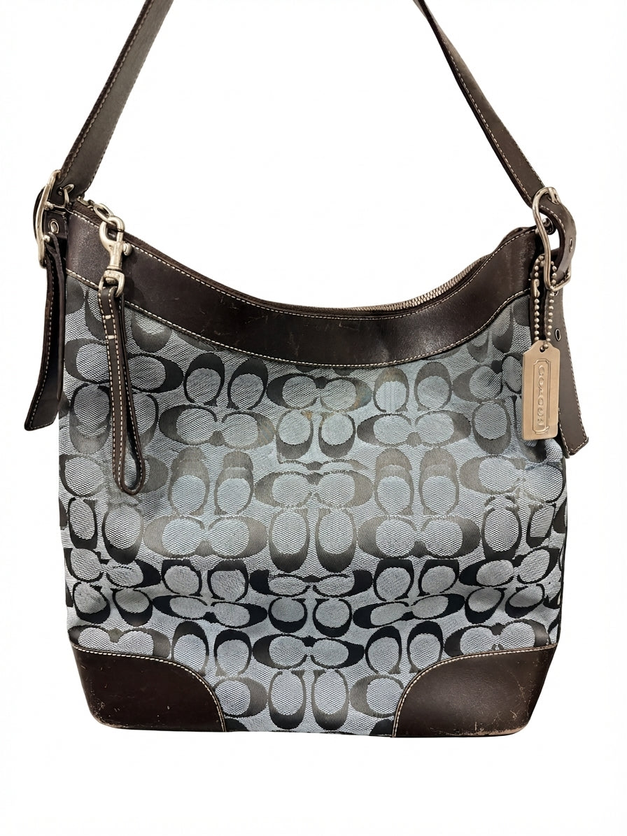 Coach 2002 6346 Signature Chelsea Signature Convertible Hobo - Blue And Brown Canvas With Leather Trim - Image 1