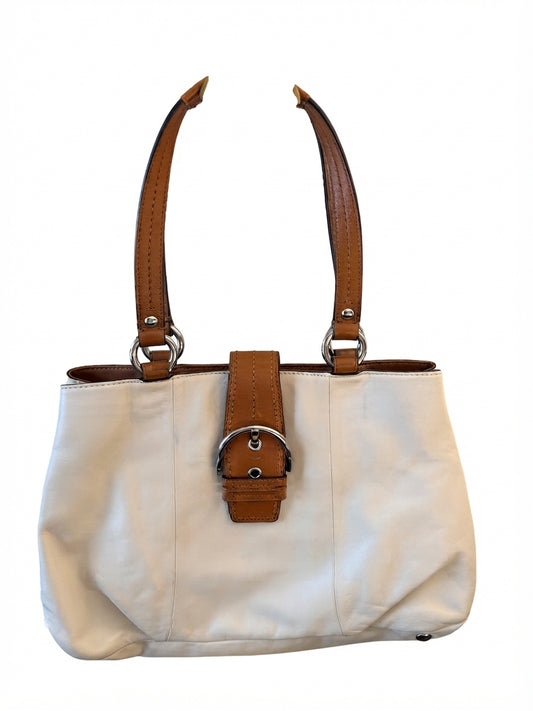 VVA261 - Coach 2012 F19248 Soho Shoulder Bag East West - Cream and Tan Buckle Shoulder Bag - Image 1