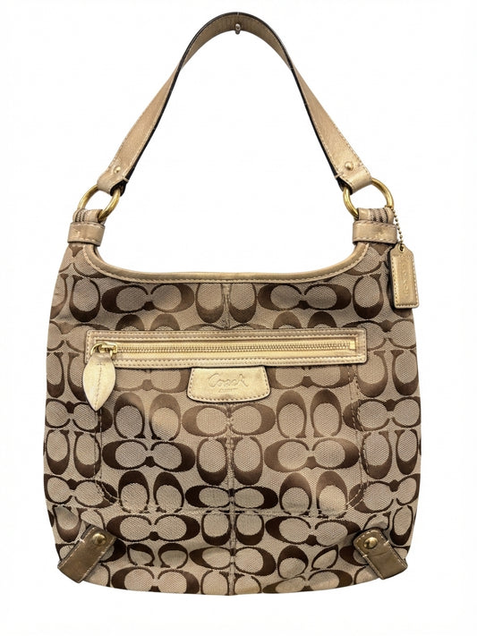 Coach 2009 F14689 Signature C Hobo Bag - Beige Canvas With Metallic Gold Trim - Image 1