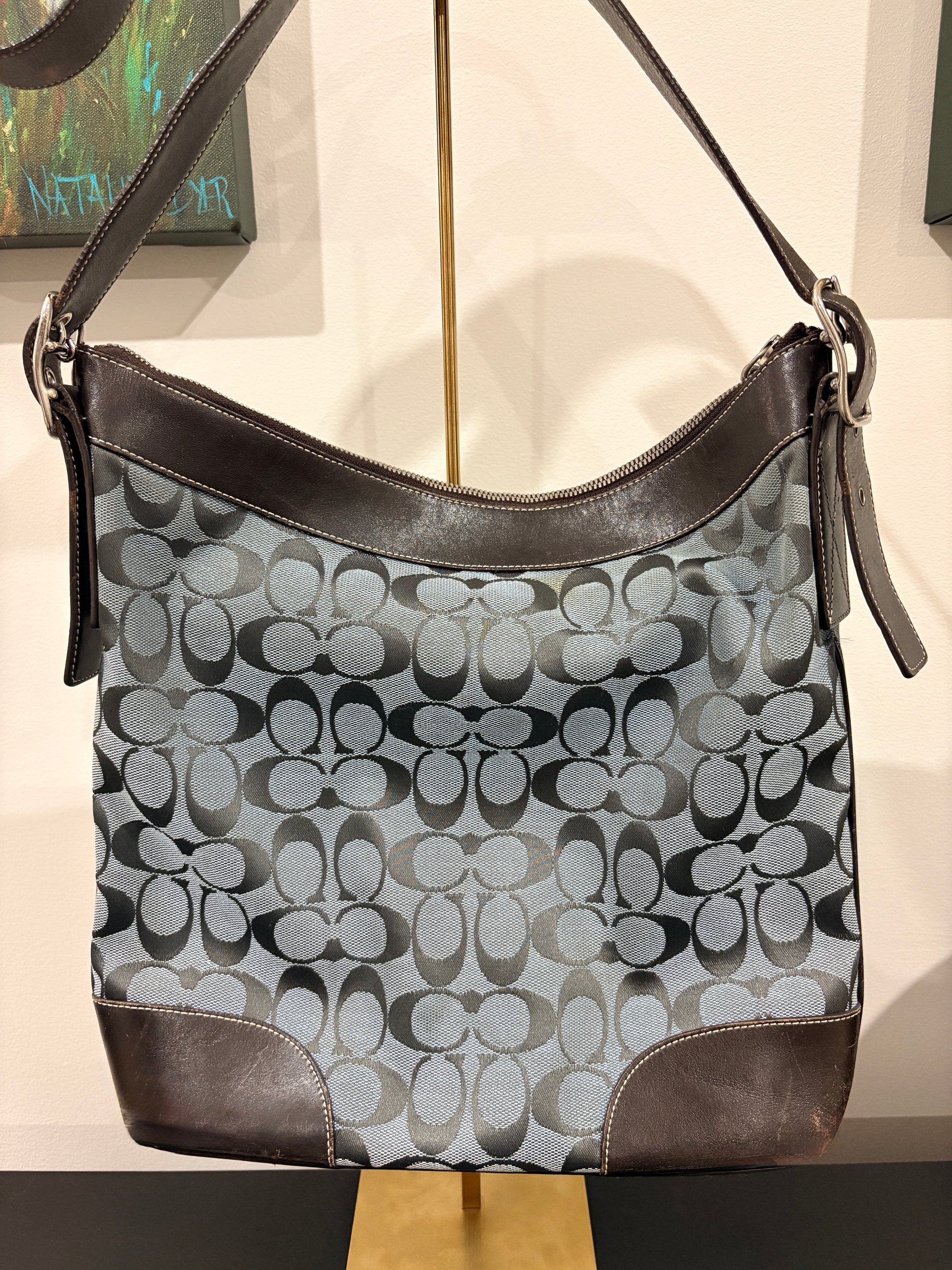 Coach 2002 6346 Signature Chelsea Signature Convertible Hobo - Blue And Brown Canvas With Leather Trim - Image 2