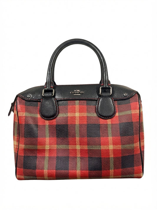 VVA269- 2016 F55446 Coach Rowan Satchel - Red Plaid Print Leather Handbag - Image 1