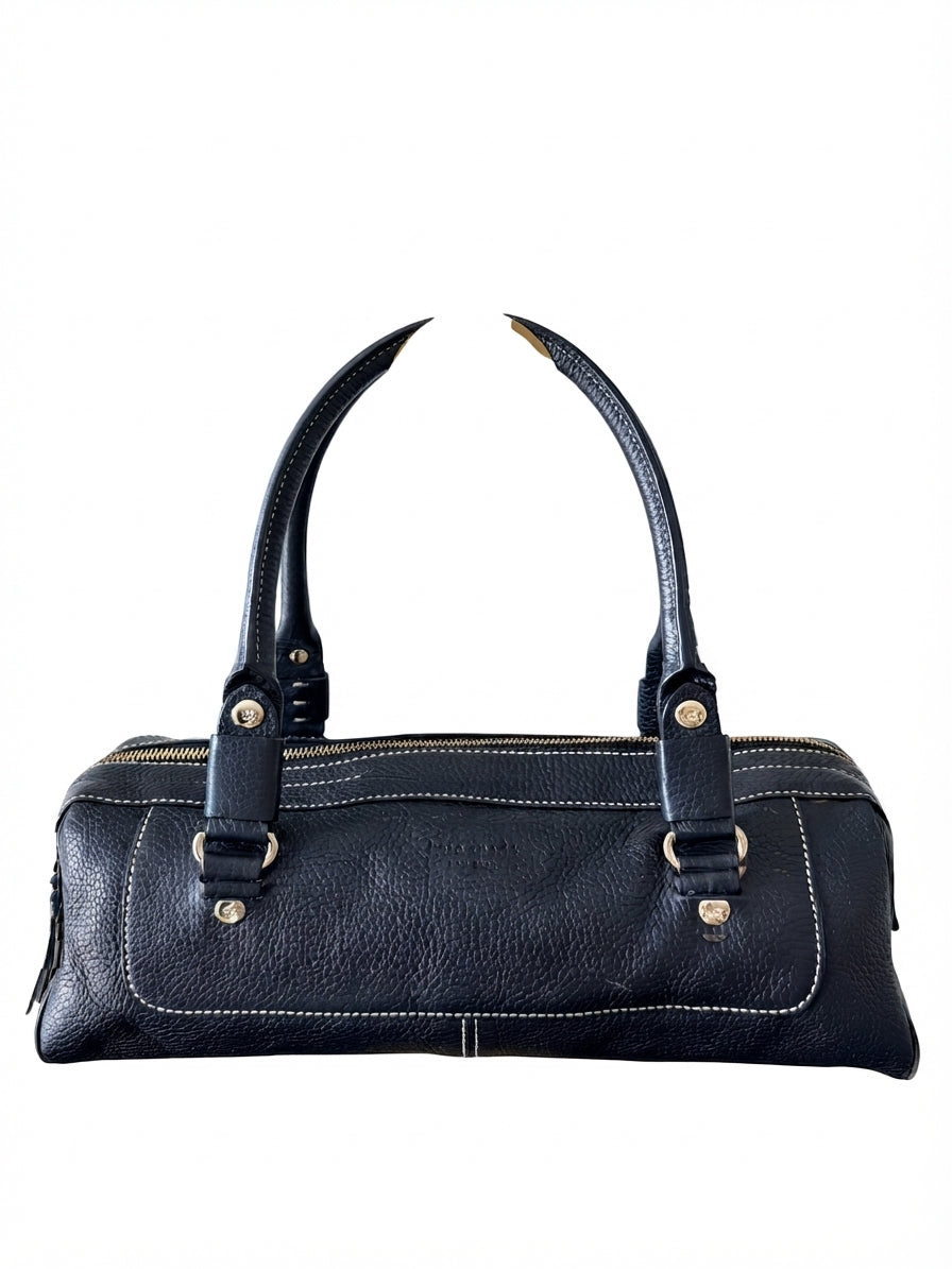 VVA384 - Kate Spade New York Barrel Satchel - Premium Pebbled Leather Handbag - Image 1