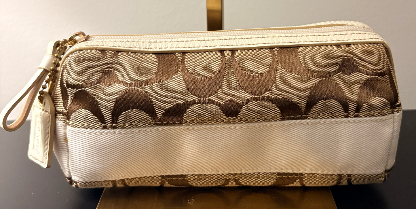 Signature C Hobo Bag - Brown And Khaki Canvas With Pouch (Copy) - Image 1